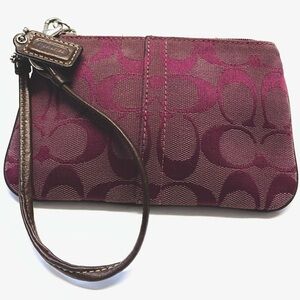 COACH Signature PURPLE Wristlet Pouch Bag